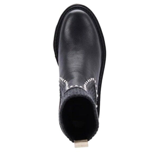 Women's Black Leather Platform Ankle Boots With Studded Detailing Size 7.5 New - Picture 8 of 13